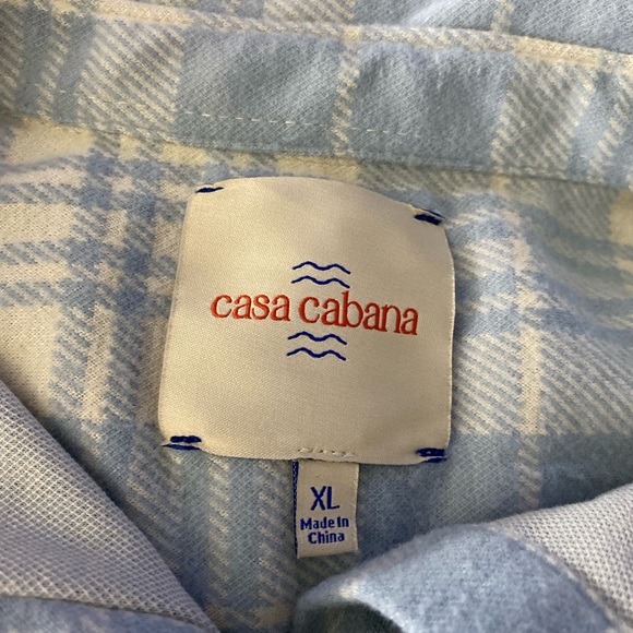 Casa Cabana women XL Sienna soft blue white plaid button flannel Shirt Pockets - Picture 9 of 11